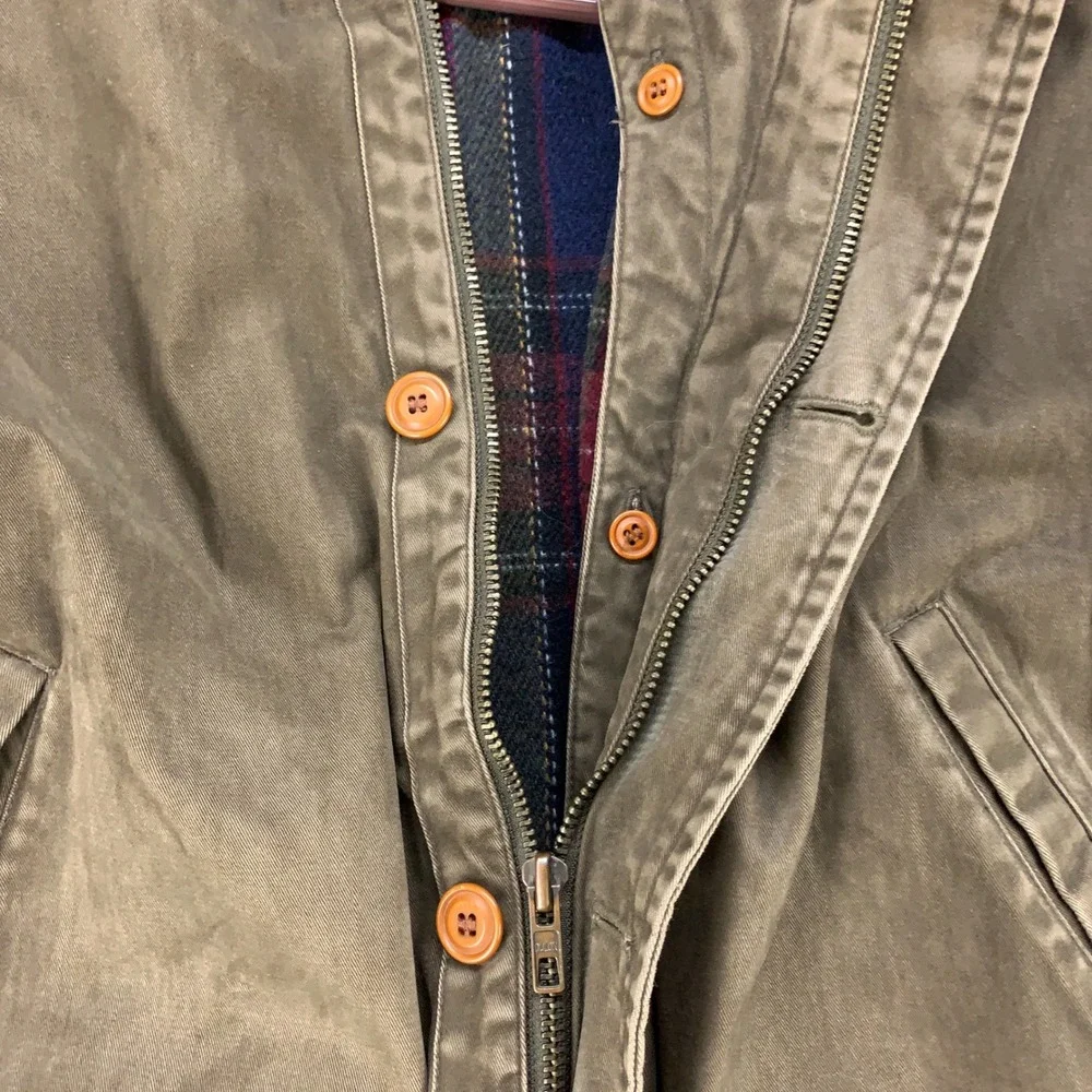 Dockers Field Jacket Mens Large Brown Plaid Lined Canvas Barn Coat DM8857P